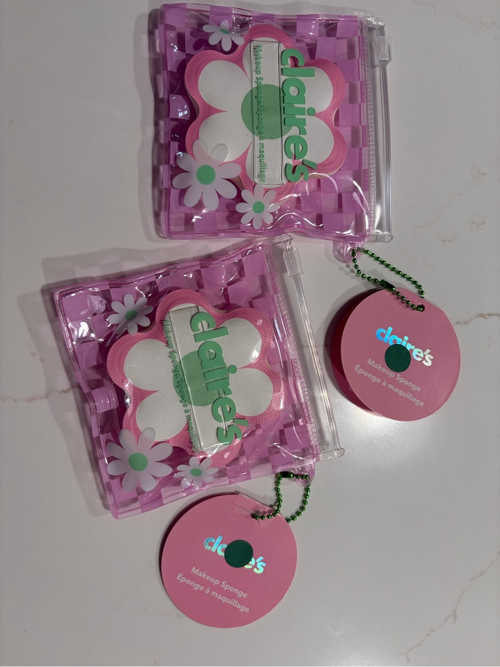 Claire's Pink Floral Makeup Sponge Pouch Set